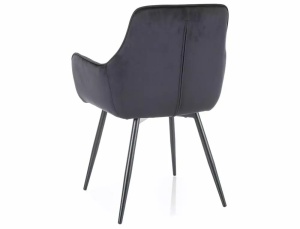 SCAUN DINING FIG, NEGRU BLUVEL 19/NEGRU MAT, TAPITERIE DIN CATIFEA SI PICIOARE DIN METAL, STIL MODERN - Img 3
