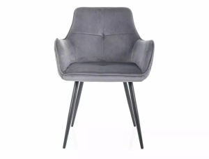 SCAUN DINING GRAPE, GRI BLUVEL 14/NEGRU MAT, TAPITERIE DIN CATIFEA SI PICIOARE DIN METAL, STIL MODERN - Img 2