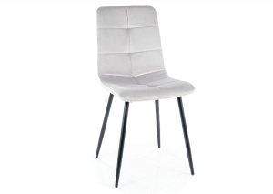 SCAUN DINING IVO, GRI DESCHIS BLUVEL 03/NEGRU MAT, TAPITERIE DIN CATIFEA SI PICIOARE DIN METAL, STIL MODERN - Img 1
