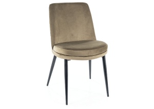 SCAUN DINING KAYLA, OLIVE BLUVEL 77/NEGRU MAT, TAPITERIE DIN CATIFEA SI PICIOARE DIN METAL, STIL MODERN - Img 1