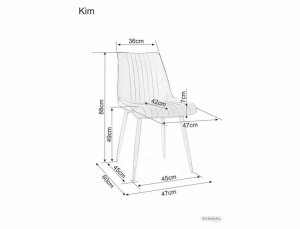 SCAUN DINING KIM, NEGRU BLUVEL 19/NEGRU MAT, TAPITERIE DIN CATIFEA SI PICIOARE DIN METAL, STIL MODERN - Img 2