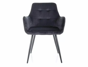 SCAUN DINING LEMON, NEGRU BLUVEL 19/NEGRU MAT, TAPITERIE DIN CATIFEA SI PICIOARE DIN METAL, STIL MODERN - Img 2