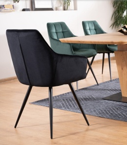 SCAUN DINING LILIA, NEGRU BLUVEL 19/NEGRU MAT, TAPITERIE DIN CATIFEA SI PICIOARE DIN METAL, STIL MODERN - Img 4