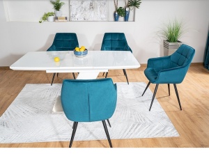 SCAUN DINING LILIA, TURCOAZ BLUVEL 85/NEGRU MAT, TAPITERIE DIN CATIFEA SI PICIOARE DIN METAL, STIL MODERN - Img 4