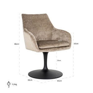SCAUN DINING MARLON TAUPE CHENILLE 104, S4728, CONFECTIONAT DIN 100% POLIESTER SPUMA SI METAL, RICHMOND INTERIORS - Img 2
