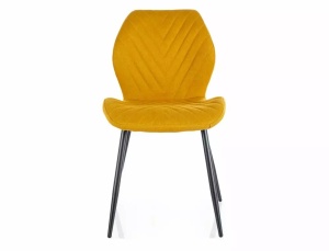 SCAUN DINING MIKE, CURRY 66/NEGRU MAT, TAPITERIE DIN STOFA SI PICIOARE DIN METAL, STIL MODERN - Img 3