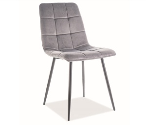 SCAUN DINING MILA, GRI BLUVEL 14/NEGRU MAT, TAPITERIE DIN CATIFEA SI PICIOARE DIN METAL, STIL MODERN - Img 1