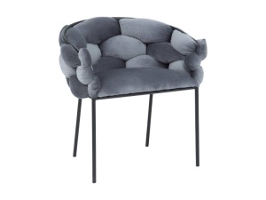 SCAUN DINING NORTE, GRI BLUVEL 14/NEGRU MAT, TAPITERIE DIN CATIFEA SI PICIOARE DIN METAL, STIL MODERN - Img 1