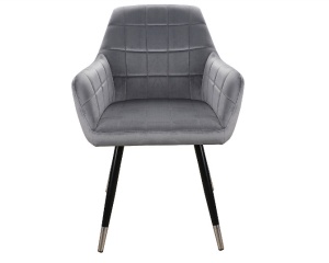 SCAUN DINING NUXE, GRI BLUVEL 14/NEGRU MAT/CROM, TAPITERIE DIN CATIFEA SI PICIOARE DIN METAL, STIL MODERN, SIGNAL - Img 2