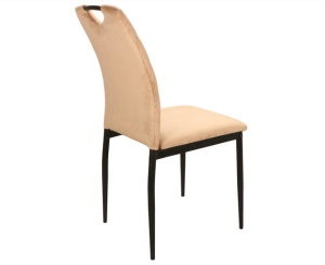SCAUN DINING RIP, BEJ BLUVEL 28/NEGRU MAT, TAPITERIE DIN CATIFEA SI PICIOARE DIN METAL, STIL MODERN - Img 2