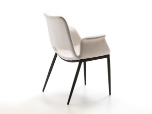 SCAUN DINING SOWA, 86 CM, ALB/NEGRU MAT, TAPITERIE DIN STOFA FINA SI PICIOARE DIN METAL, STIL MODERN - Img 2