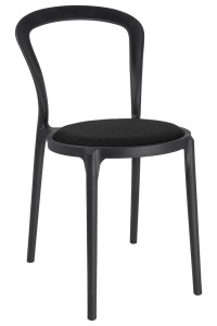 SCAUN DINING/TERASA SLIM, NEGRU, DIN POLIPROPILENA SI STOFA, STIL MODERN B2
