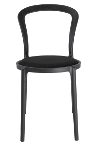 SCAUN DINING/TERASA SLIM, NEGRU, DIN POLIPROPILENA SI STOFA, STIL MODERN B2 - Img 4