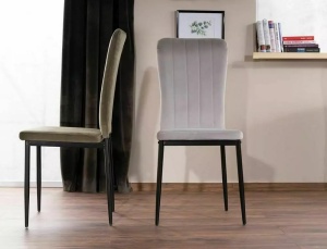 SCAUN DINING VIGO, GRI DESCHIS BLUVEL 03/NEGRU MAT, TAPITERIE DIN CATIFEA SI PICIOARE DIN METAL, STIL MODERN - Img 5