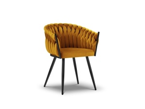 SCAUN EXCLUSIVIST SHIRLEY GALBEN, TAPITERIE DIN CATIFEA SI NEGRU, STIL MODERN, ARTIM GROUP SELECTION