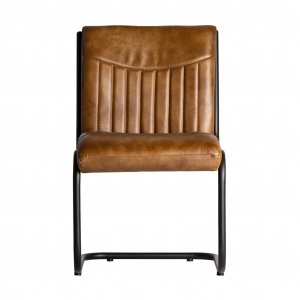 SCAUN LIVERPOOL REF. 29213, MARONIU, STIL VINTAGE, DIN FIER SI PIELE NATURALA, VIC