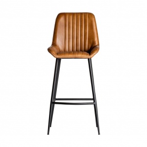 SCAUN MORTON REF. 25245, MARONIU, STIL VINTAGE, DIN FIER SI PIELE NATURALA, VIC - Img 2