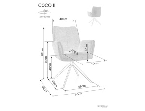 SCAUN PIVOTANT COCO II, GRI 11/NEGRU MAT, TAPITERIE DIN STOFA VARDO SI PICIOARE DIN METAL, STIL MODERN - Img 3