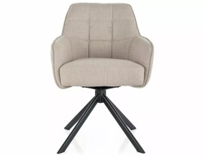 SCAUN PIVOTANT METRO, BEJ DESCHIS 24/NEGRU MAT, TAPITERIE DIN STOFA BJORN SI PICIOARE DIN METAL, STIL MODERN - Img 2