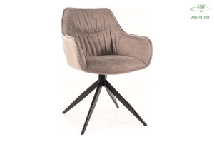 SCAUN PIVOTANT SEMPRE, BEJ 34/BEJ INCHIS/NEGRU MAT, TAPITERIE DIN STOFA BREGO, PIELE ECO SI PICIOARE DIN METAL, STIL MODERN - Img 1