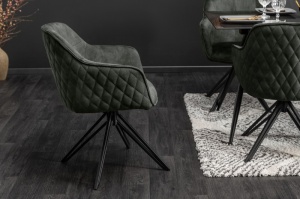 SCAUN ROTATIV VERDE/GRI, EUPHORIA, DIN METAL SI CATIFEA, STIL RETRO - Img 2
