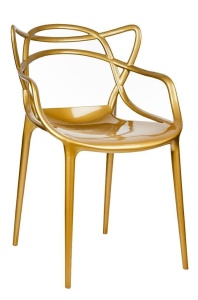 SCAUN TERASA LUXO, AURIU, CONFECTIONAT DIN POLICARBONAT, STIL MODERN