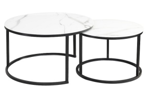 SET 2 MASUTE DE CAFEA ATLANTA C, 60/80 CM, EFECT DE MARMURA ALBA/NEGRU, BLAT DIN STICLA SECURIZATA SI CADRU DIN METAL, STIL MODERN - Img 4