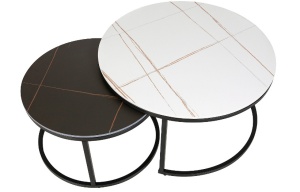 SET 2 MASUTE DE CAFEA FERRANTE B, 60/80 CM, EFECT DE MARMURA NEAGRA/ALBA, BLAT DIN CERAMICA SI CADRU DIN METAL, STIL MODERN - Img 3
