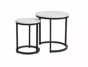 SET 2 MASUTE DE CAFEA HOLA, 32/45 CM, EFECT DE MARMURA ALBA/NEGRU, BLAT DIN PAL LAMINAT SI CADRU DIN METAL, STIL MODERN - Img 1