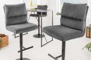 SET 2 SCAUNE BAR, COMFORT GRI, METAL SI TEXTIL FOARTE FIN CATIFEA - Img 3