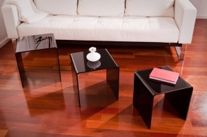 SET 3 MASUTE DE CAFEA PRIAM TRIO, NEGRE, DIN STICLA, STIL MODERN, B2