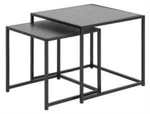 SET DE MASUTE DE CAFEA SEAFORD NEGRE, CONFECTIONAT DIN METAL SI LEMN, STIL MODERN