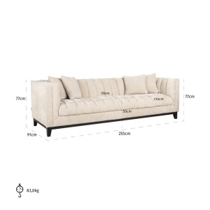 SOFA BEAUCHAMP CU 4 LOCURI SI 4 PERNE DECORATIVE UNICORN CREM 11, S5134, CONFECTIONATA DIN LEMN DE FAG, SPUMA, 100% POLIESTER, RICHMOND INTERIOR - Img 3