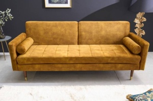 SOFA EXTENSIBILA, 195CM, MICROFIBRA GALBEN PAL, MODEL DEOSEBIT, ARTIM GROUP SELECTION