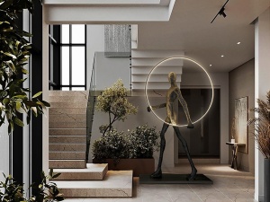 STATUETA DECORATIVA CAMINANTE, CU LED, 132x218 CM, DIN RASINA SI FIBRE DE STICLA, STIL MODERN