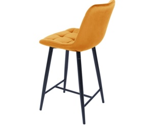 STOC 2 BUC!!! SCAUN DE BAR CHIC H-2, CURRY BLUVEL 68/NEGRU MAT, TAPITERIE DIN CATIFEA SI PICIOARE DIN METAL, STIL MODERN - Img 4