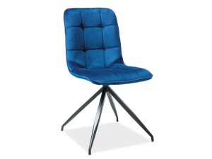 STOC 2 BUCATI!!! SCAUN DINING TEXO, ALBASTRU BLUVEL 86/NEGRU, TAPITERIE DIN CATIFEA SI PICIOARE DIN METAL, STIL MODERN - Img 1