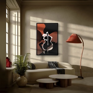 TABLOU CANVAS VIOLONCHELO, CU LED, 80x120 CM, RAMA DIN MDF, STIL MODERN