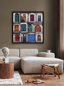 TABLOU DECORATIV PORTALES, 100x100 CM, DIN STICLA SECURIZATA, STIL MODERN