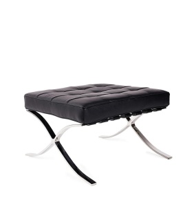 TABURET BARCELON PRESTIGE PLUS NEGRU/CROM, CONFECTIONAT DIN METAL SI PIELE NATURAL, STIL MODERN