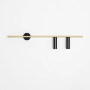 APLICA TREVO, 2 BRATE, 17 CM, NEGRU/ALAMA, DIN METAL, STIL MODERN