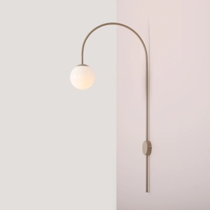 APLICA UNA, 97 CM, BEJ, DIN STICLA SI METAL, STIL MODERN