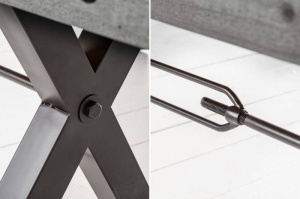 BANCA, THOR 200CM, COD 40445, METAL SI LEMN PIN GRI, DESIGN INDUSTRIAL - Img 3