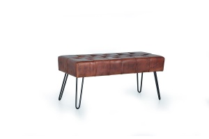 BANCUTA TAPITATA 6136, MARO/NEGRU, DIN PIELE SI METAL, STIL INDUSTRIAL G&C