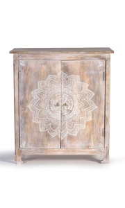 BAR SCULPTAT 90CM, MARO ANTICHIZAT, DIN LEMN DE MANGO, STIL VINTAGE G&C