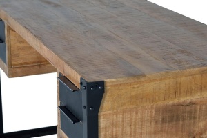 BIROU 1204, MARO/NEGRU, DIN LEMN MASIV DE MANGO/METAL, STIL INDUSTRIAL G&C - Img 3