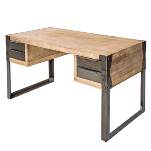 BIROU DIN LEMN MASIV FACTORY 36768 - DESIGN VINTAGE/INDUSTRIAL - Img 6