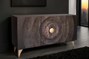 BUFET, GOLDEN SUNSET, 140CM, 3D, LEMN DE MANGO, NEGRU, ARTIM GROUP SELECTION