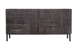BUFET HIEROGLYPH 180CM, MARO/NEGRU, DIN LEMN MASIV DE MANGO, GINER Y COLOMER