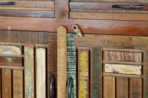 BUFET KATIA 6966,MARO/MULTICOLOR, DIN LEMN RECICLAT SI FIER, STIL VINTAGE G&C - Img 3